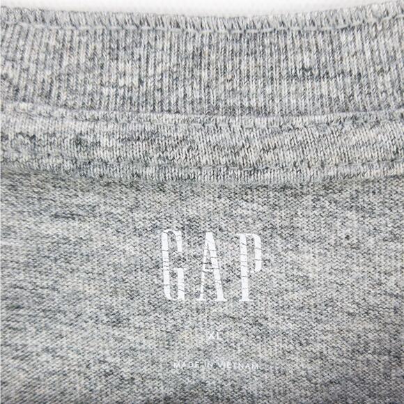 Gap Henley Men's T-Shirt Size XL Long Sleeve Gray 3-Buttons Ribbed Cuffs Tagless - Picture 3 of 9